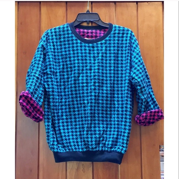 Vintage Sweaters - Vintage 80s Houndstooth You Babes Sweater